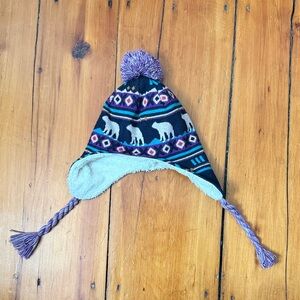 L.L. Bean Kids Hat with Purple and Black Design